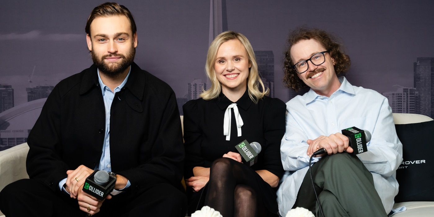 Douglas Booth, Alison Pill, and José Avelino Gilles Corbett Louren?o at the Collider Interview Studio at TIFF 2024 for Young Werther