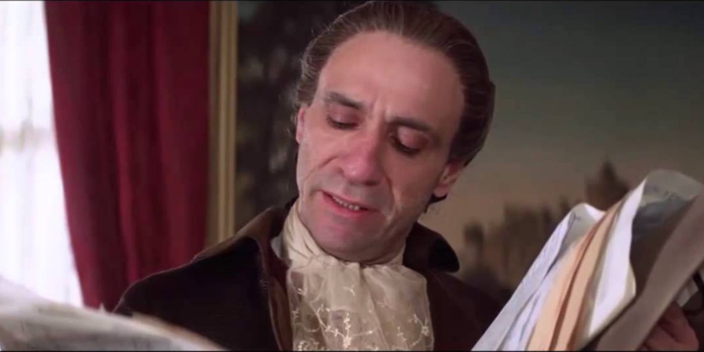 Salieri&rsquo;s (F. Murray Abraham) face contorts in awe, envy, and admiration as he reads Mozart&rsquo;s music for the first time in &lsquo;Amadeus&rsquo; (1984).
