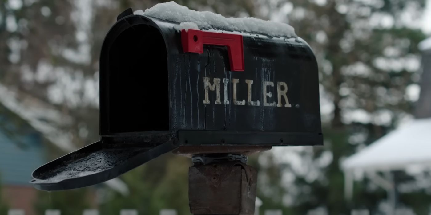 An open mailbox reading miller with snow on top in The Last of Us Season 2 Trailer