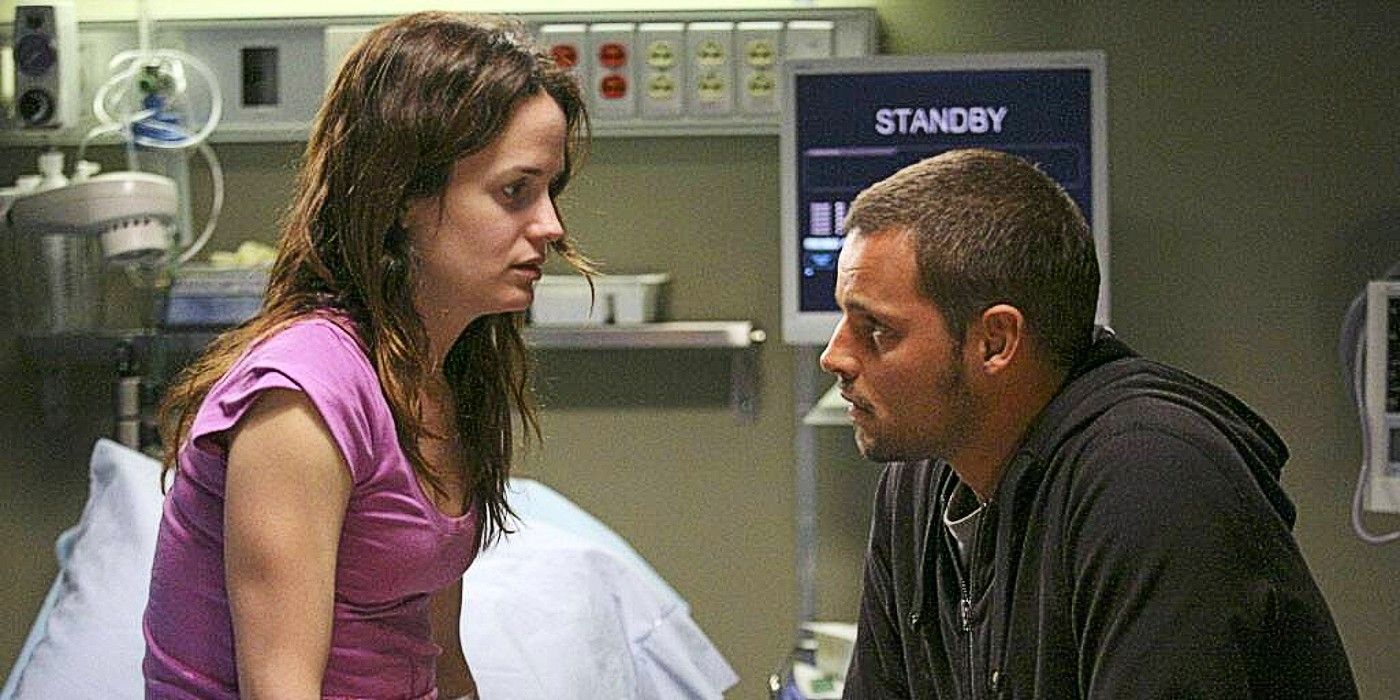 Ava / Rebecca sitting with Alex Karev on Grey's Anatomy