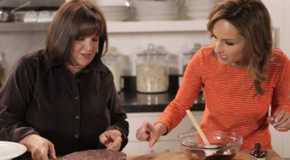 Ina Garten with Giada De Laurentiis cooking on 'Barefoot Contessa.'