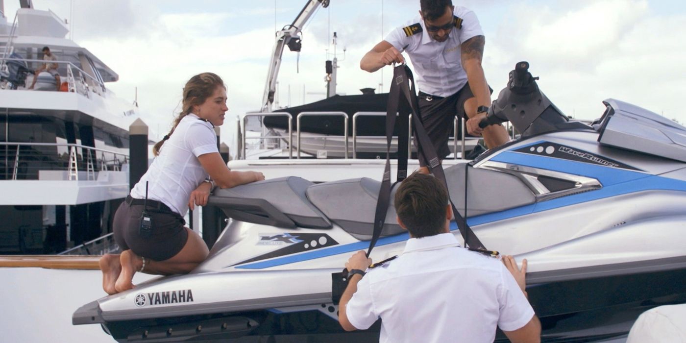 The deckhands get the jet skies ready on 'Below Deck: Down Under.'