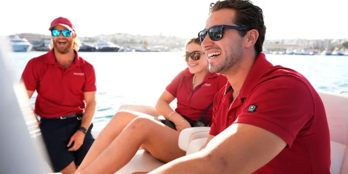 Ian, Gale y Joe en la cubierta de Below Deck Med.