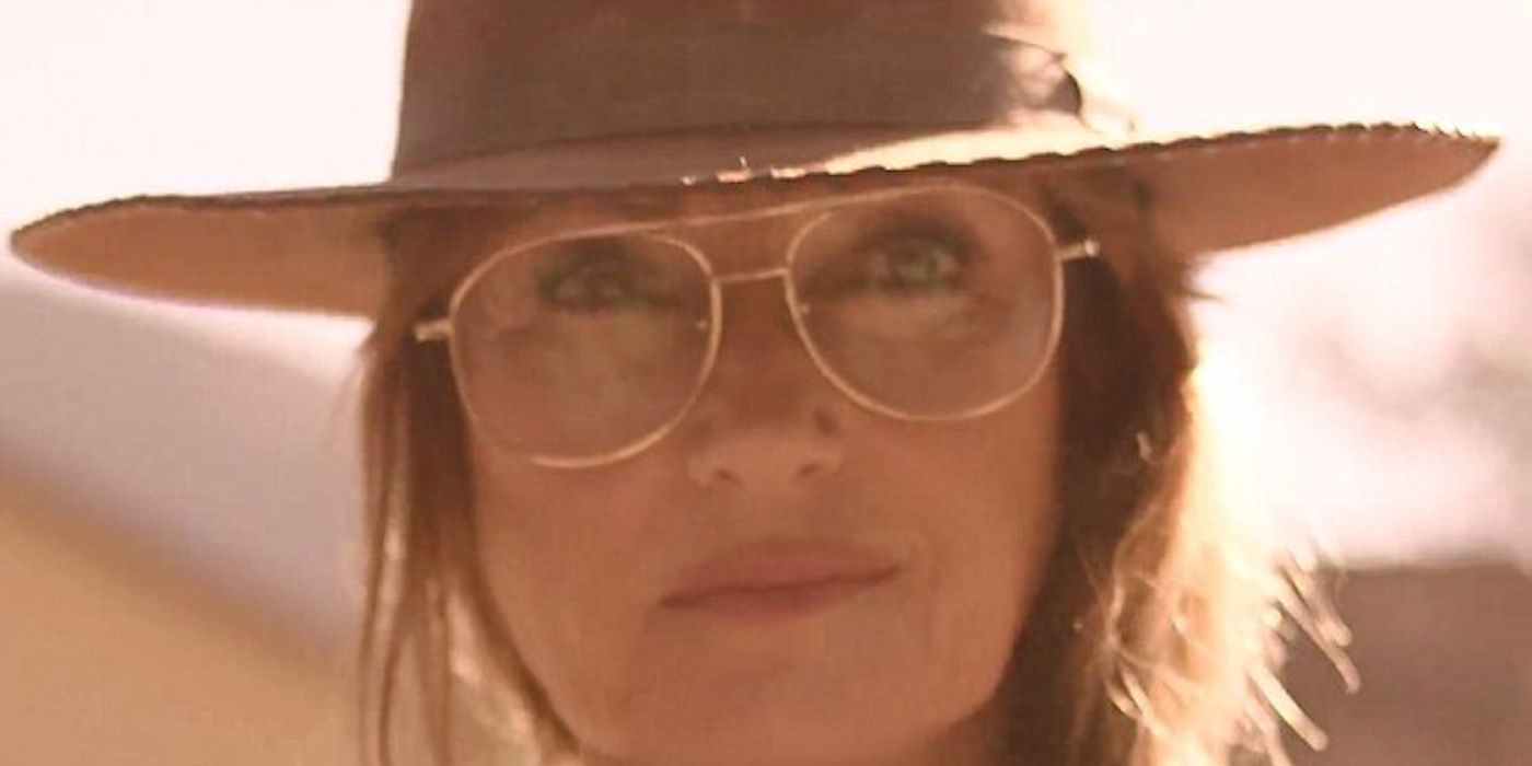 Closeup of Dr. Quinn (Jane Seymour) sporting Walter White glasses in Funny or Die's 'Dr. Quinn, Morphine Woman'