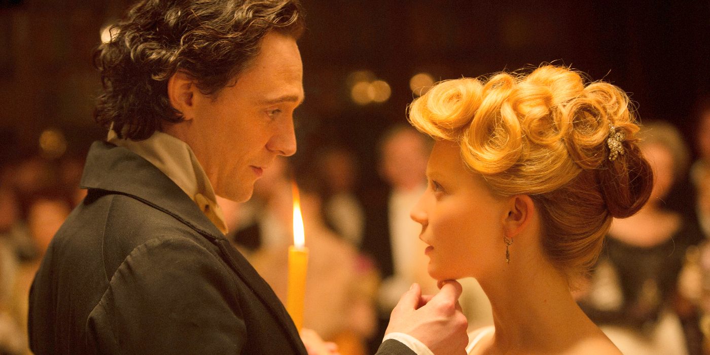 Thomas Sharpe touching his finger to Edith Cushing's chin in Crimson Peak