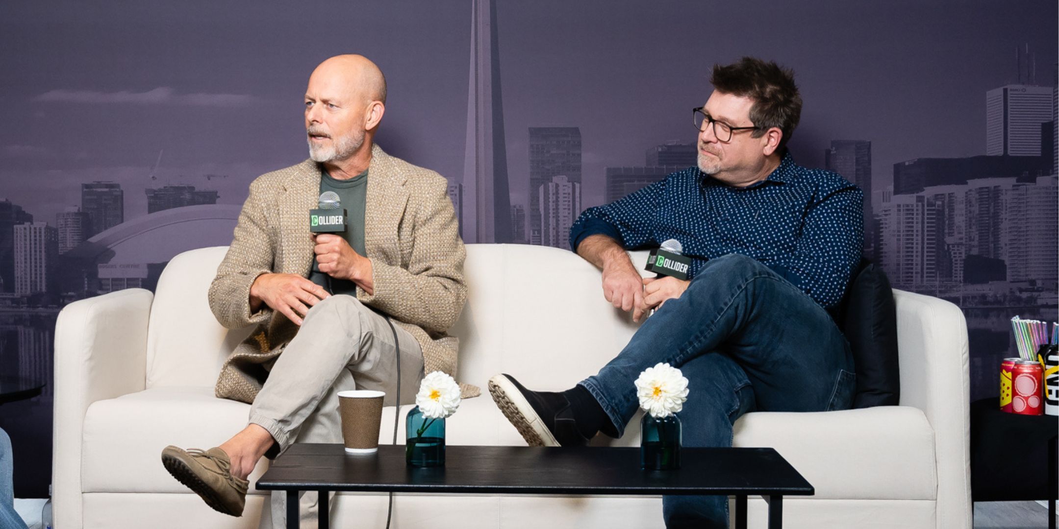 Daniel Minahan and Luc Montpellier in the Collider Studio at TIFF 2024.