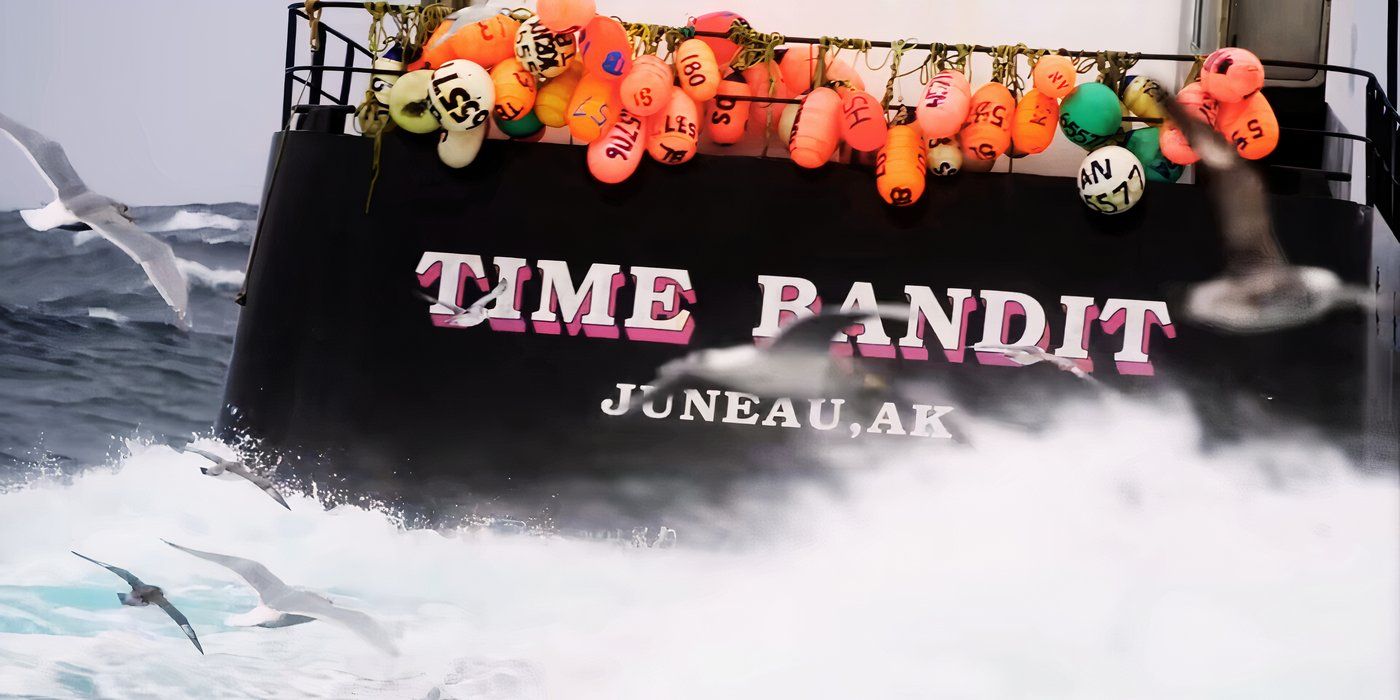 Time Bandit seen from its bow on the high seas.