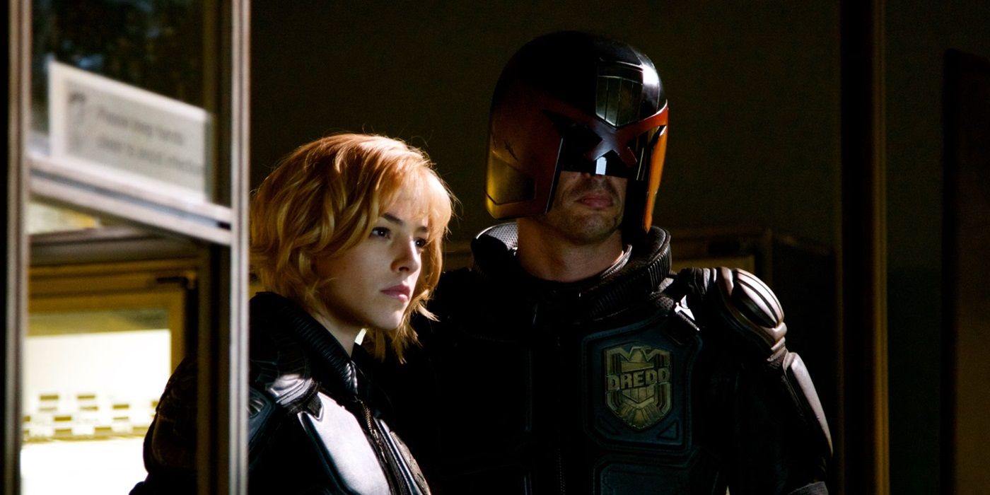 Olivia Thirlby and Karl Urban in Dredd