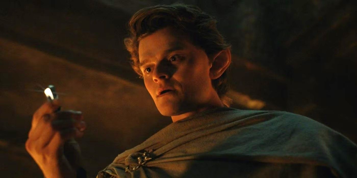 Elrond, played by Robert Aramayo, holding Mithril in 'Lord of the Rings: Rings of Power' Episode 4.