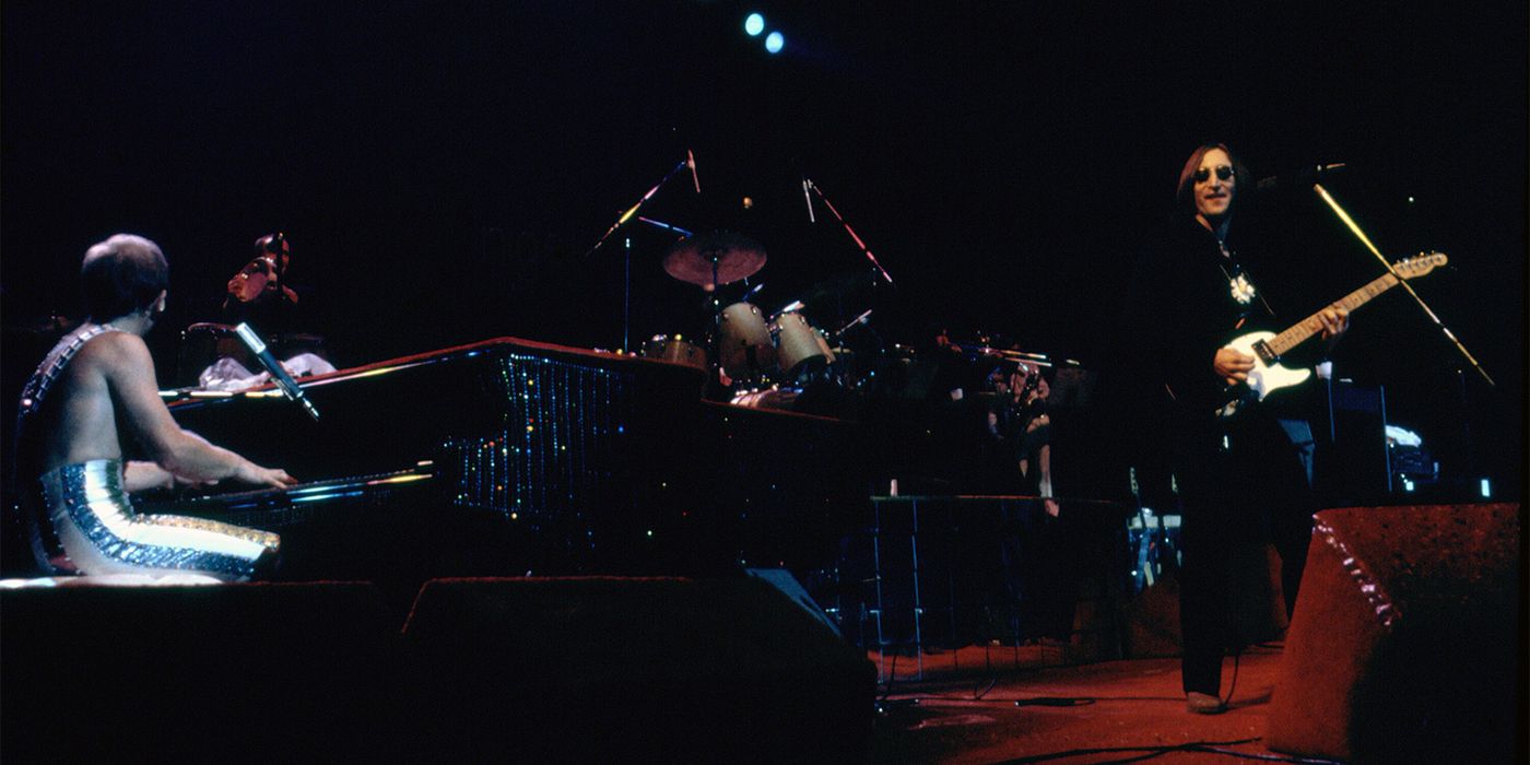 Elton John and John Lennon on stage together in Manhattan for a concert