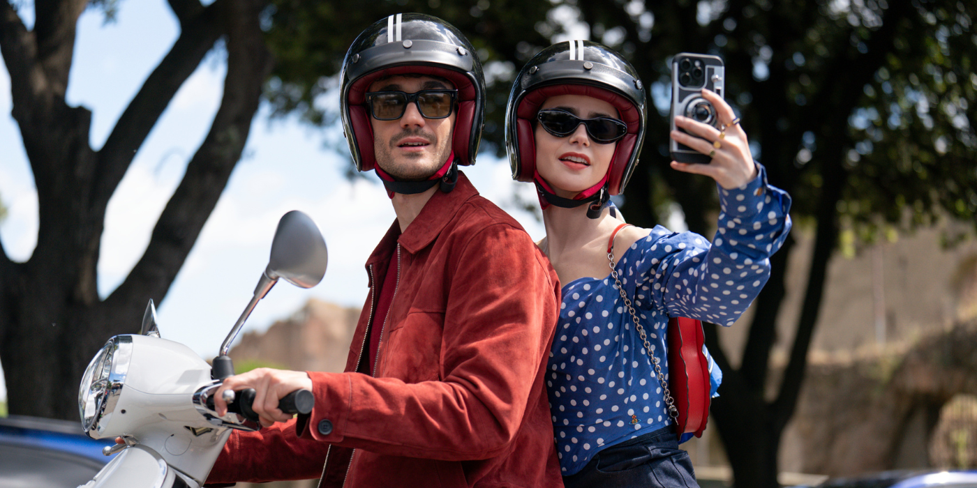 Emily Cooper on a Scooter in Rome in Emily in Paris Season 4