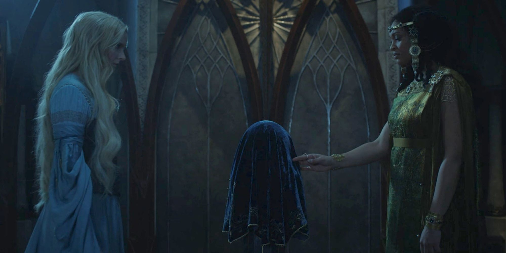 Galadriel (Morfydd Clark) and Miriel (Cynthia Addai-Robinson) in The Rings of Power