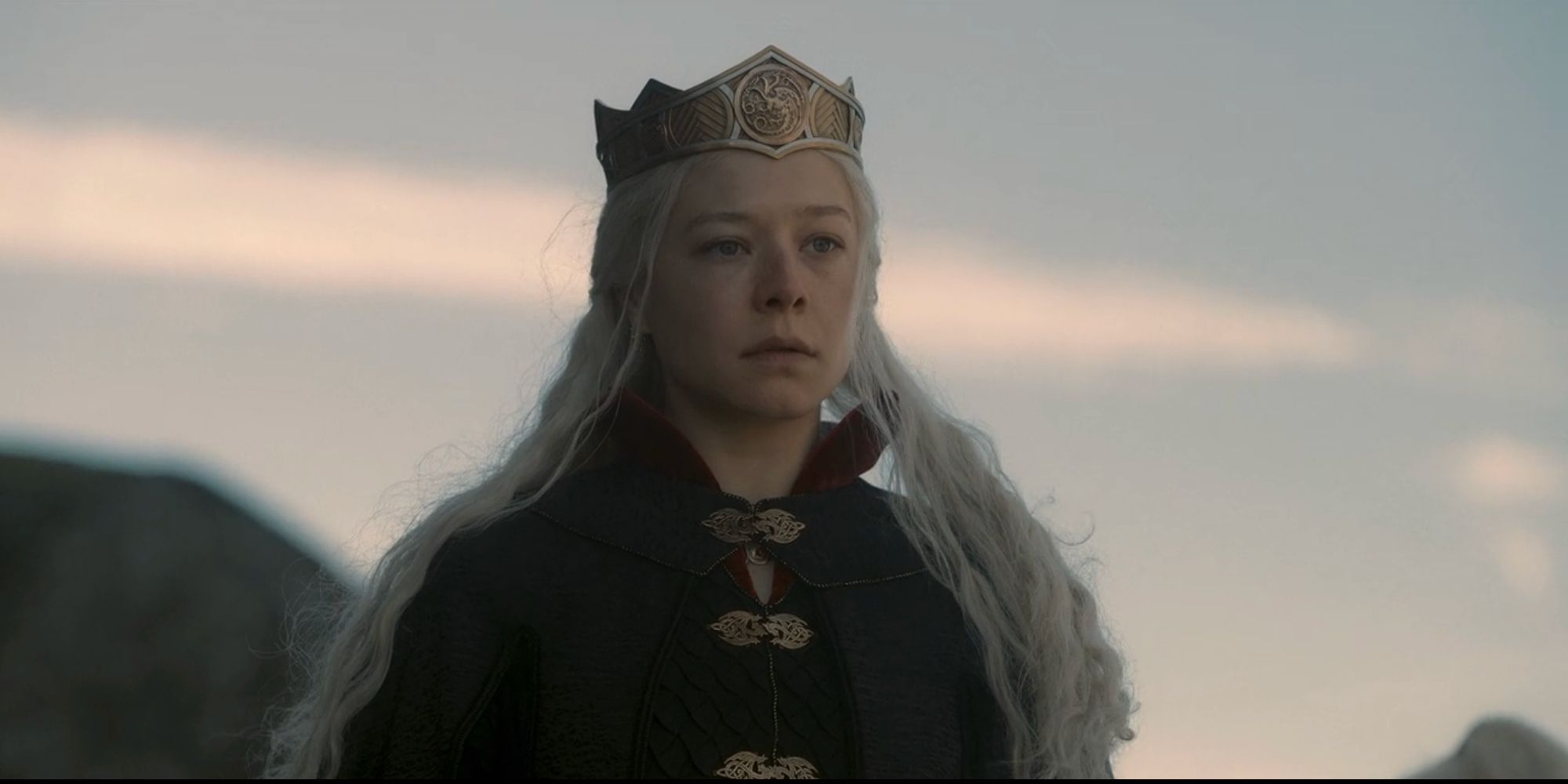 Rhaenyra (Emma D'Arcy) is crowned Queen in season 1, episode 10.