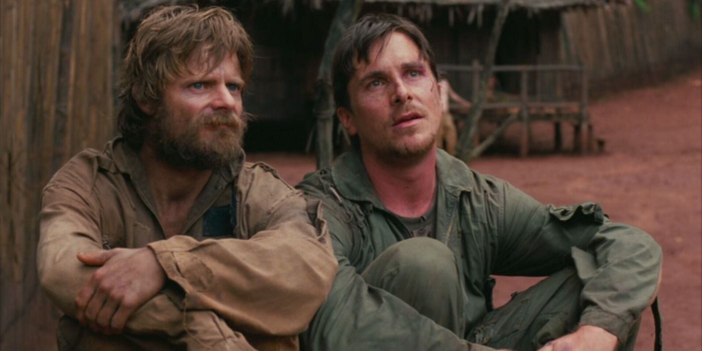 Duane Martin (Steven Zahn) and Dieter Dengler (Christian Bale) held captive in Rescue Dawn