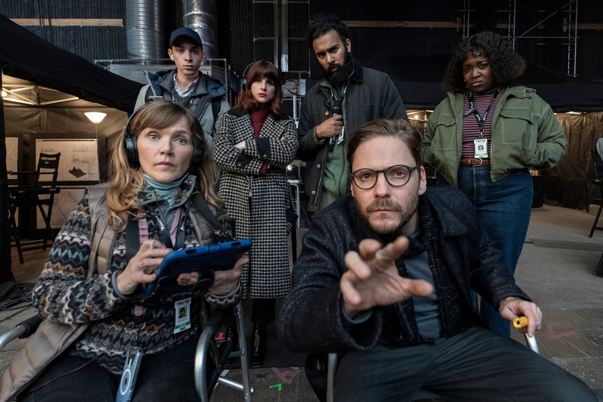 The Franchise's cast: Lolly Adefope, Daniel Bruhl, Jessica Hynes, Himesh Patel, Aya Cash, Isaac Powell