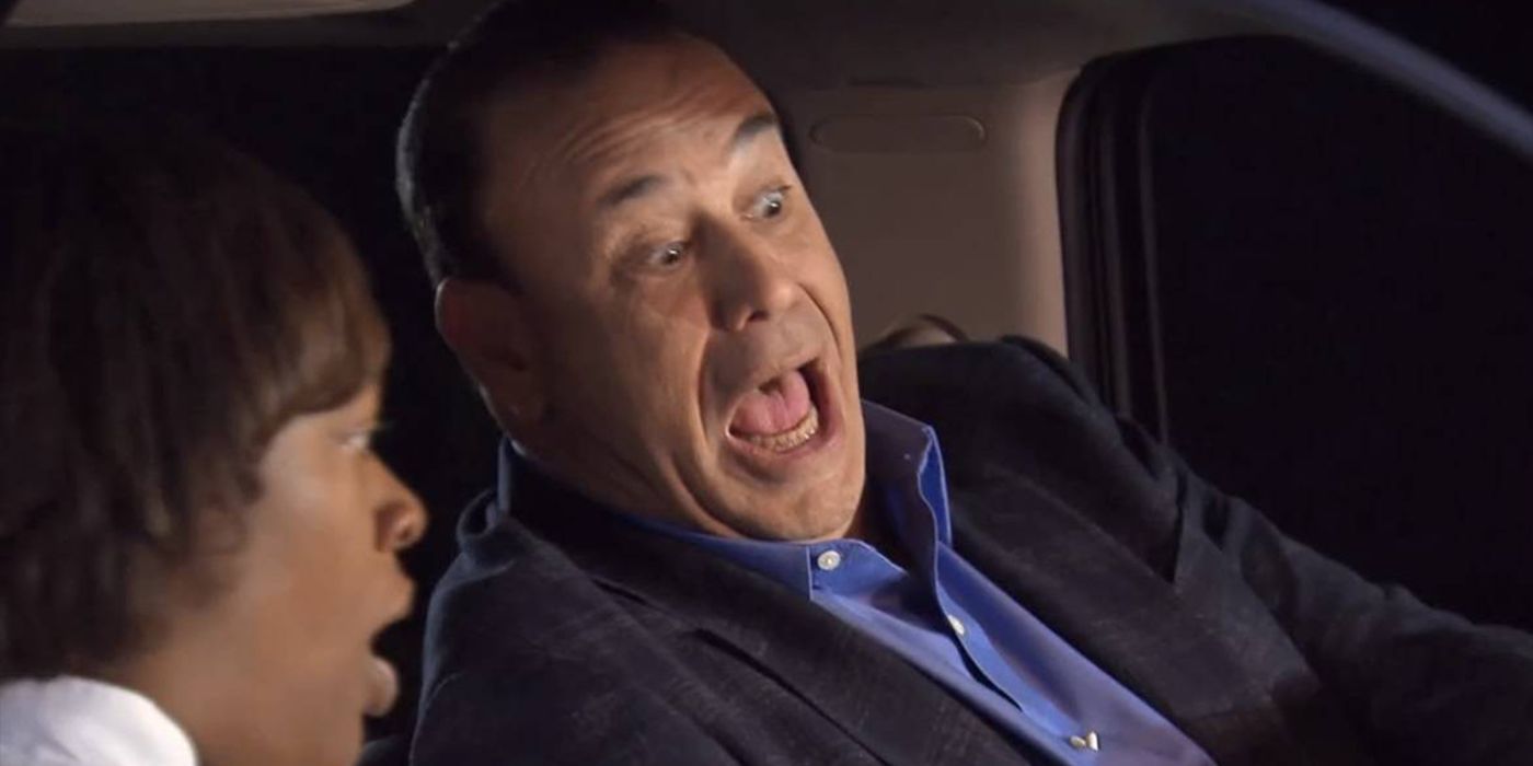 Jon Taffer in a car looking surprised during recon on Bar Rescue