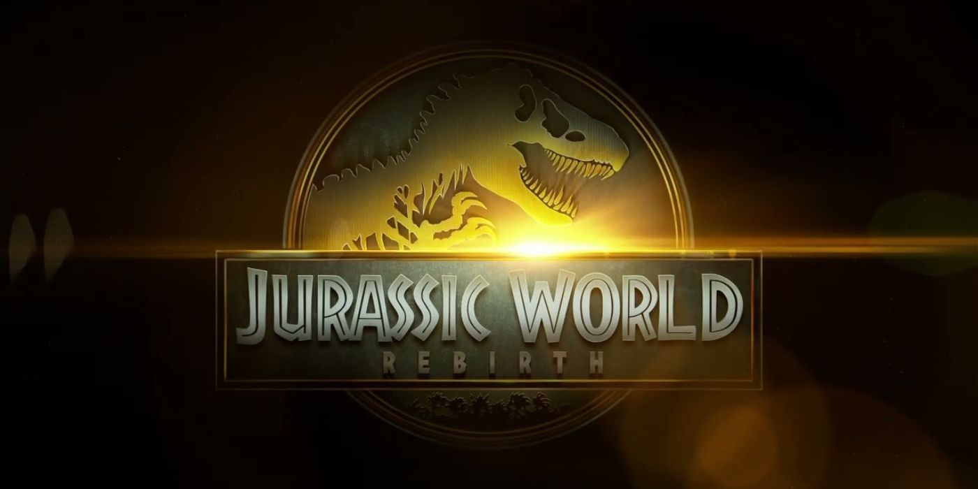 The logo for Jurassic World: Rebirth emitting an amber glow.