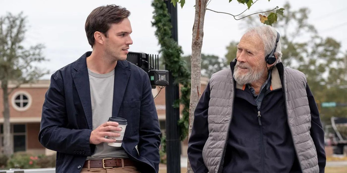 Nicholas Hoult y Clint Eastwood en el set de 