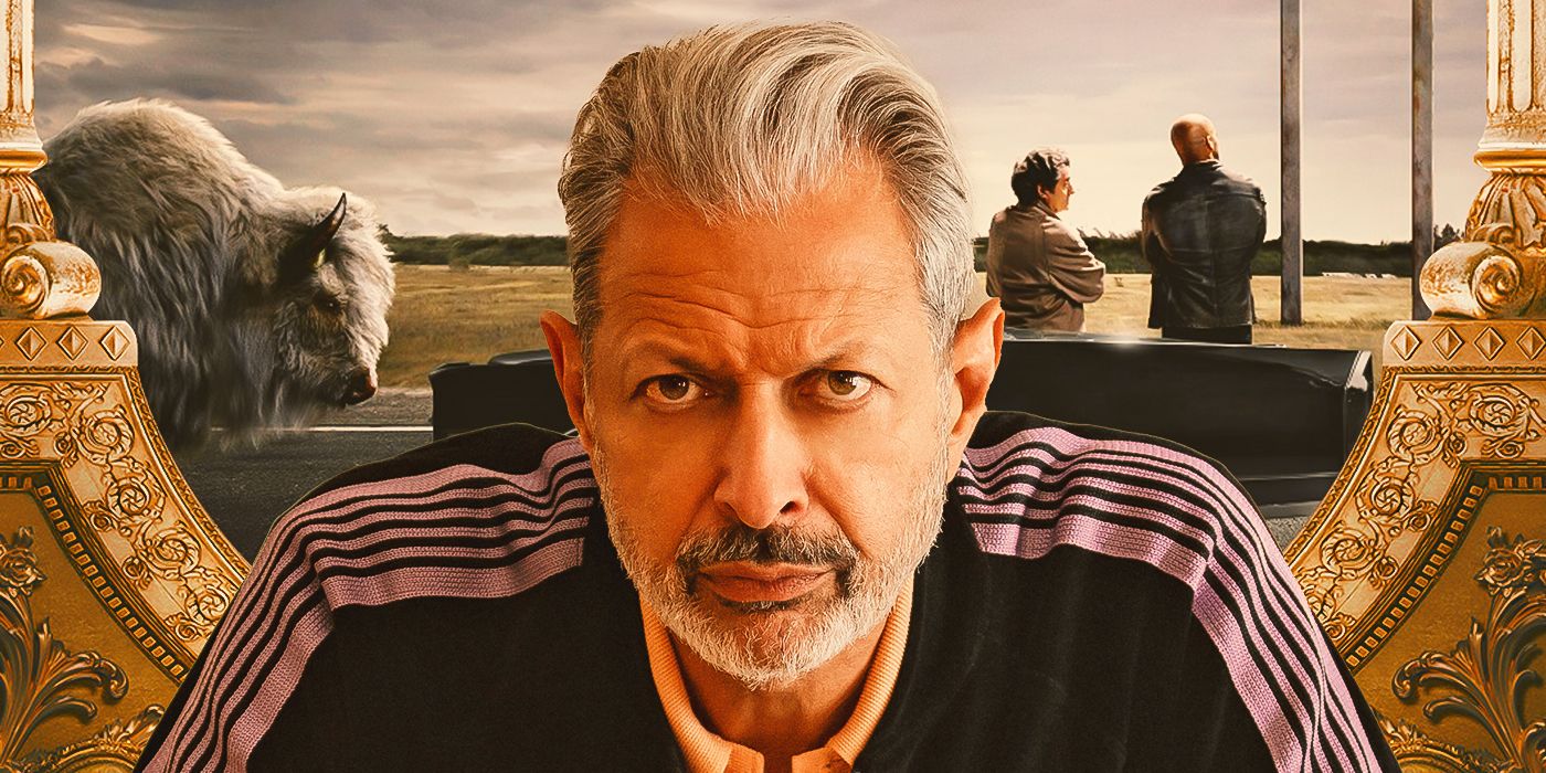 Jeff Goldblum against a backdrop for American Gods