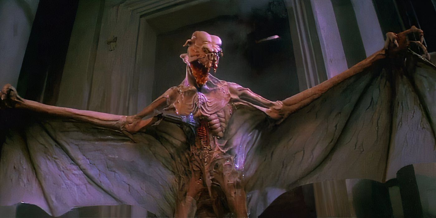 A skinny demon spreading his wings in Lifeforce