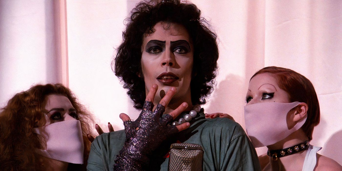 magenta, frank n furter, and columbia stand together in the rocky horror picture show