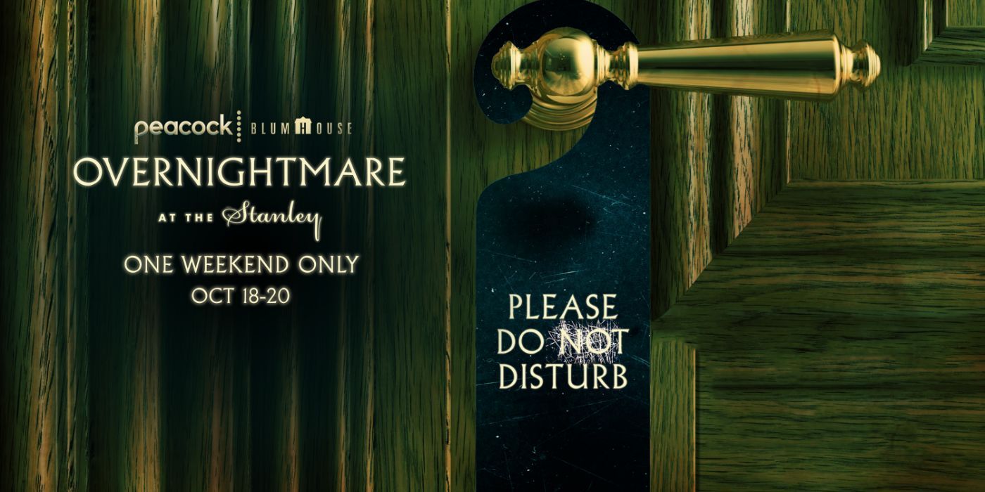 a please do not disturb sign hangs on a hotel door for peacock and blumhouse's overnightmare event