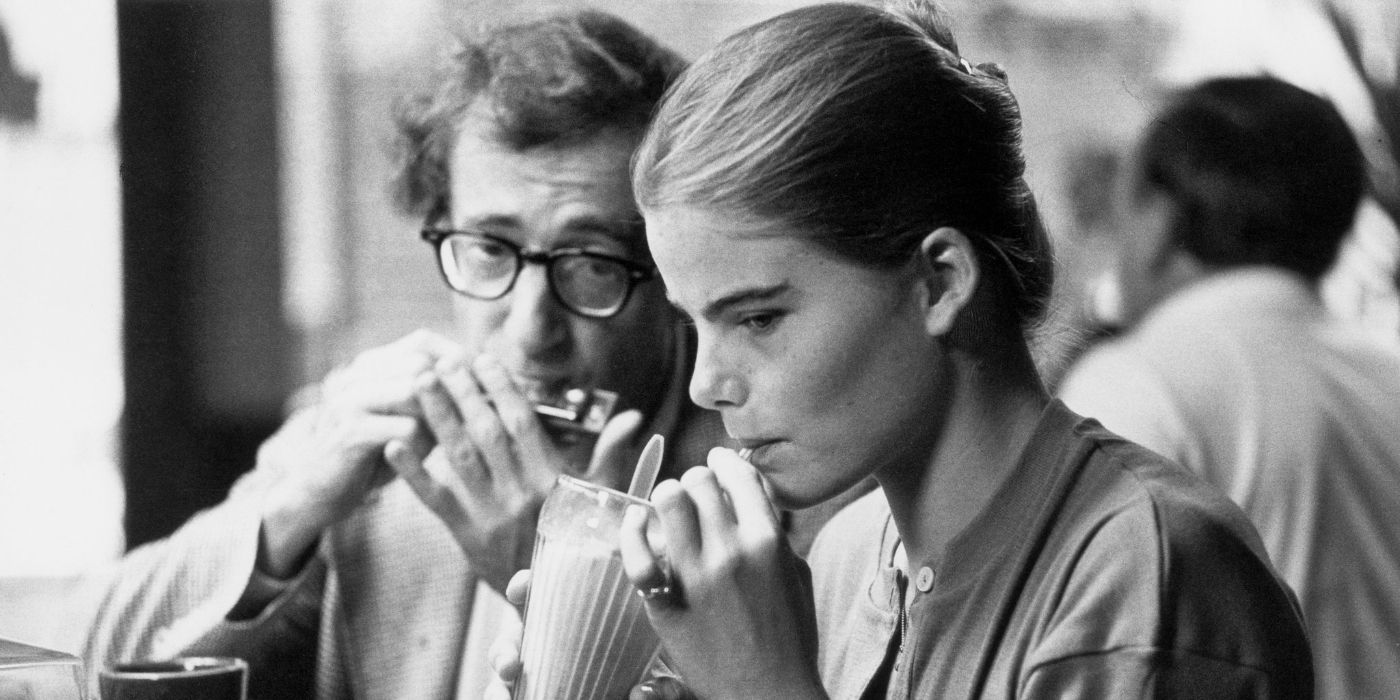 Isaac Davis (Woody Allen) plays on the harmonica while his date, the 17-year-old Tracy (Mariel Hemmingway), sips on a milkshake in 'Manhattan' (1979).