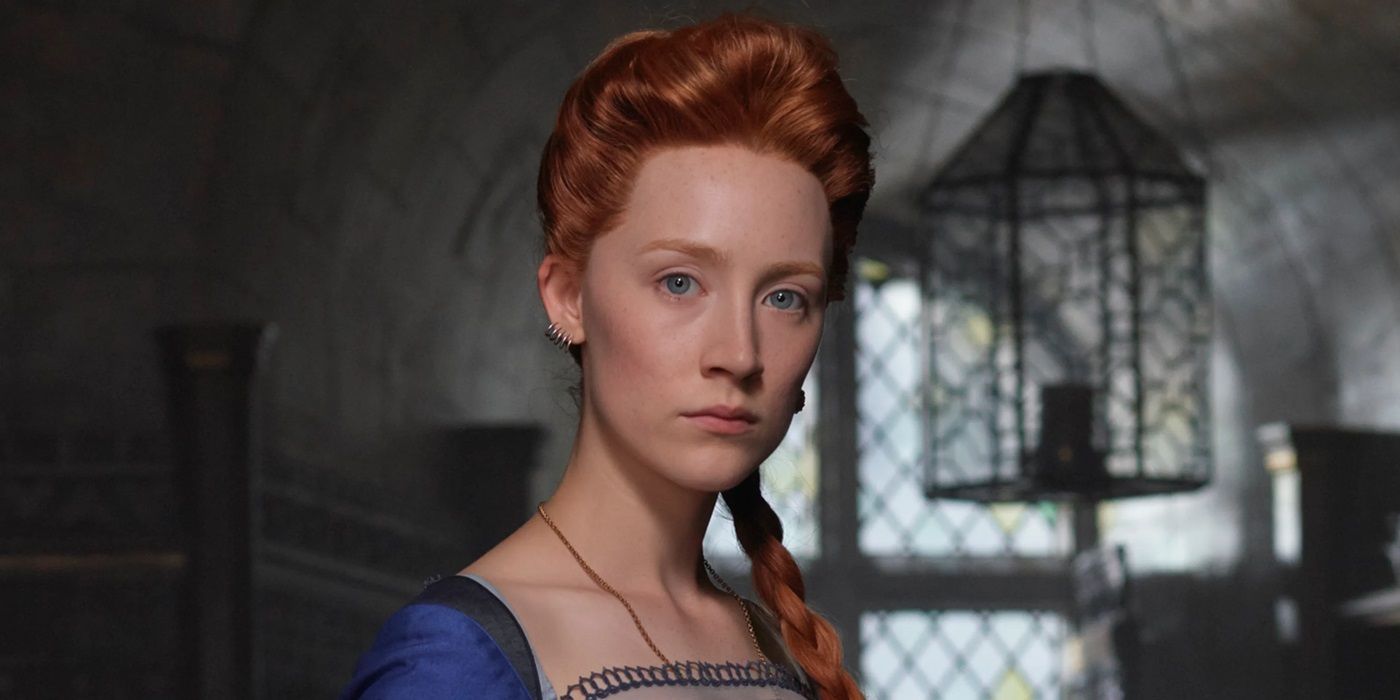 Saoirse Ronan as Mary looking straight ahead in Mary Queen of Scots