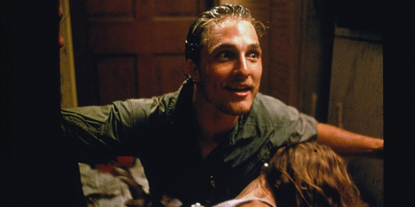 A still of sweaty Matthew McConaughey as Vilmer in 'Texas Chainsaw Massacre The Next Generation' (1995) (1)