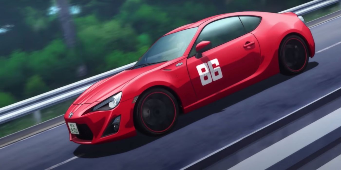 Red Toyota 86 drifting down slope in MF Ghost