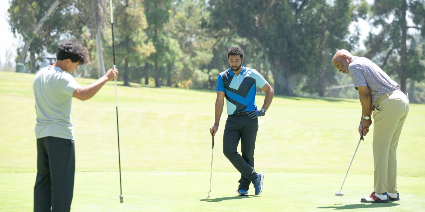 Dr. Lucas Adams,  Dr. Winston Ndugu, and Dr. Richard Webber play golf