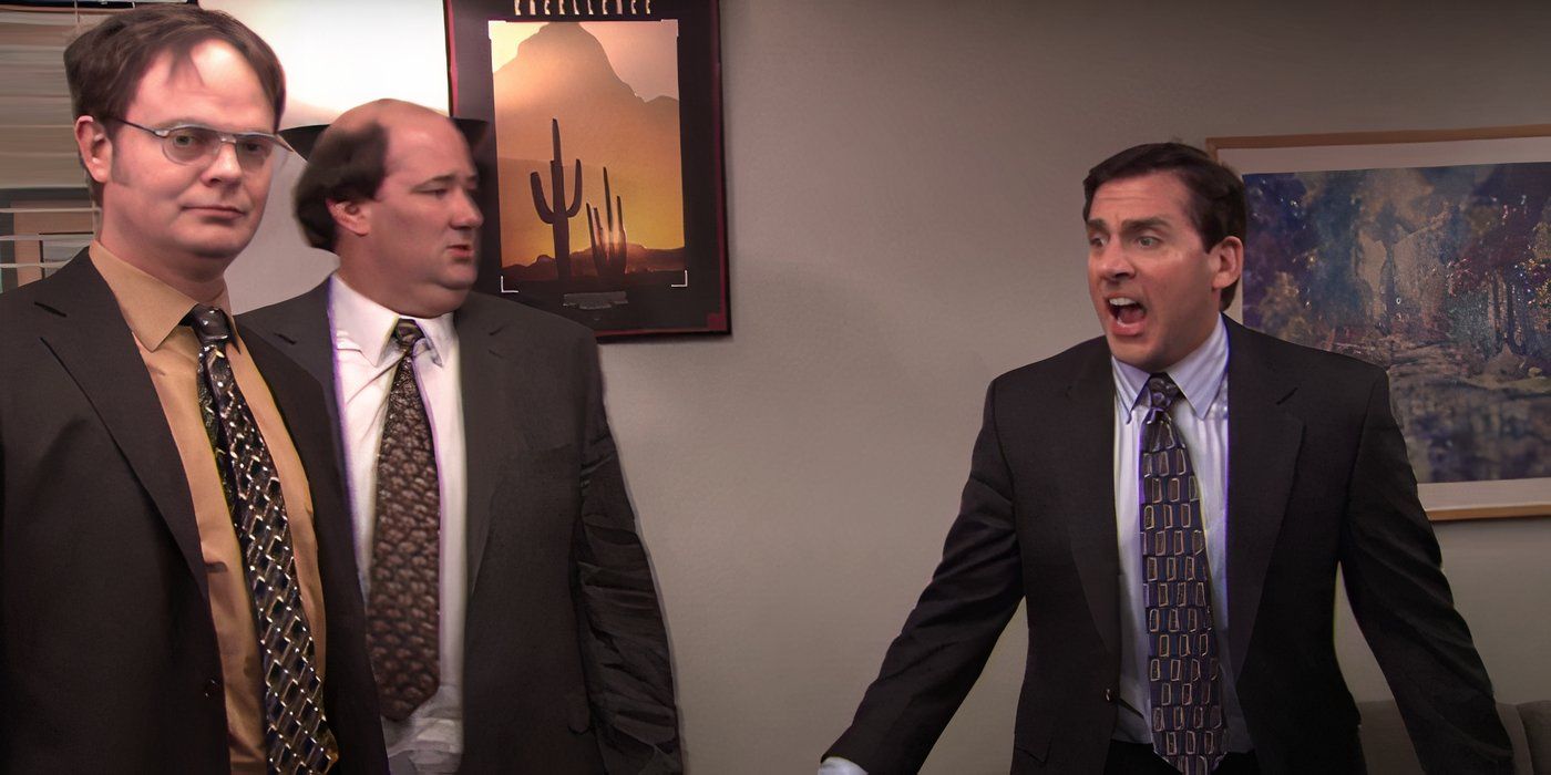 A still image of Michael (Steve Carell) panicking in 'The Office'