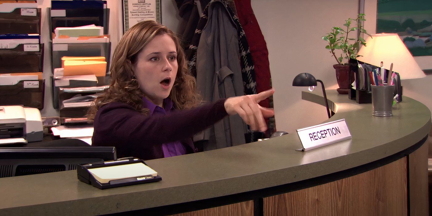 Pam (Jenna Fischer) reacts to a fire in 'The Office'