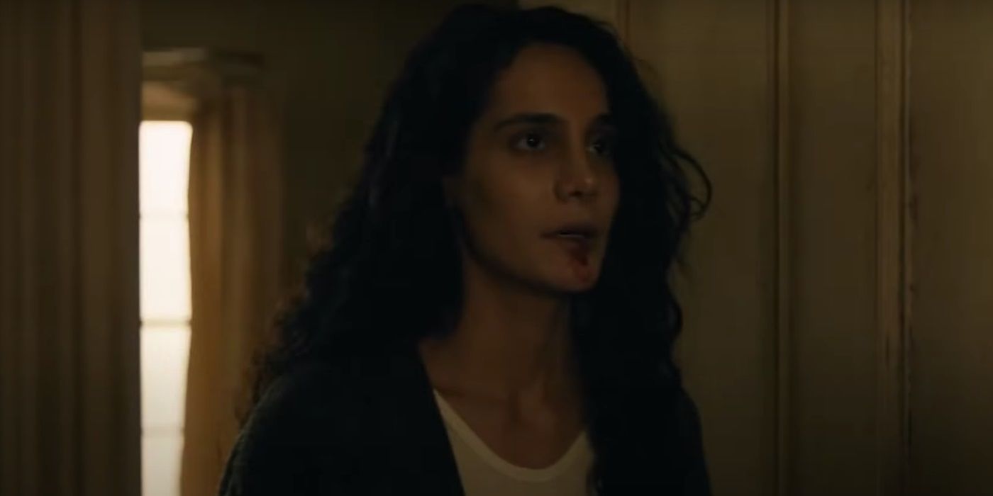 Pegah Ghafoori, with blood on her face, in From Season 3