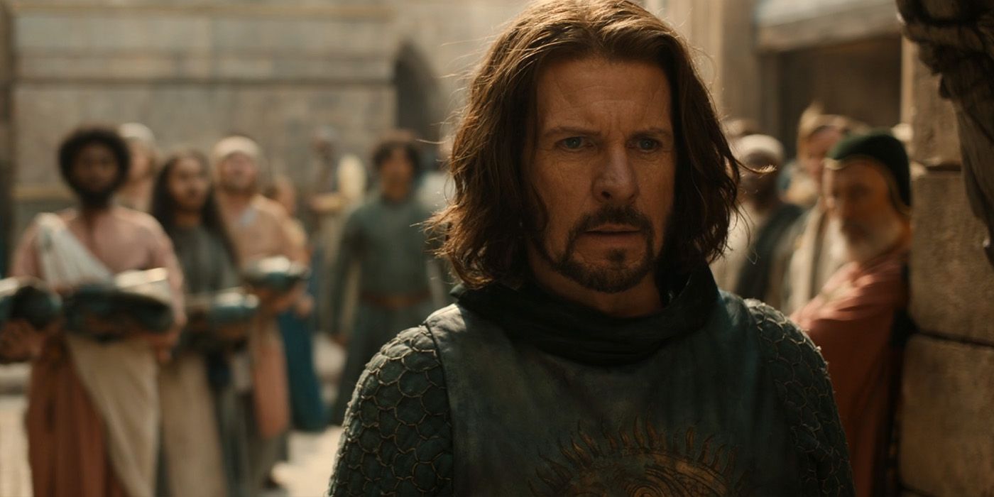 Lloyd Owen as Elendil leaves his men behind in 'The Lord of the Rings: The Rings of Power' episode "Halls of Stone."