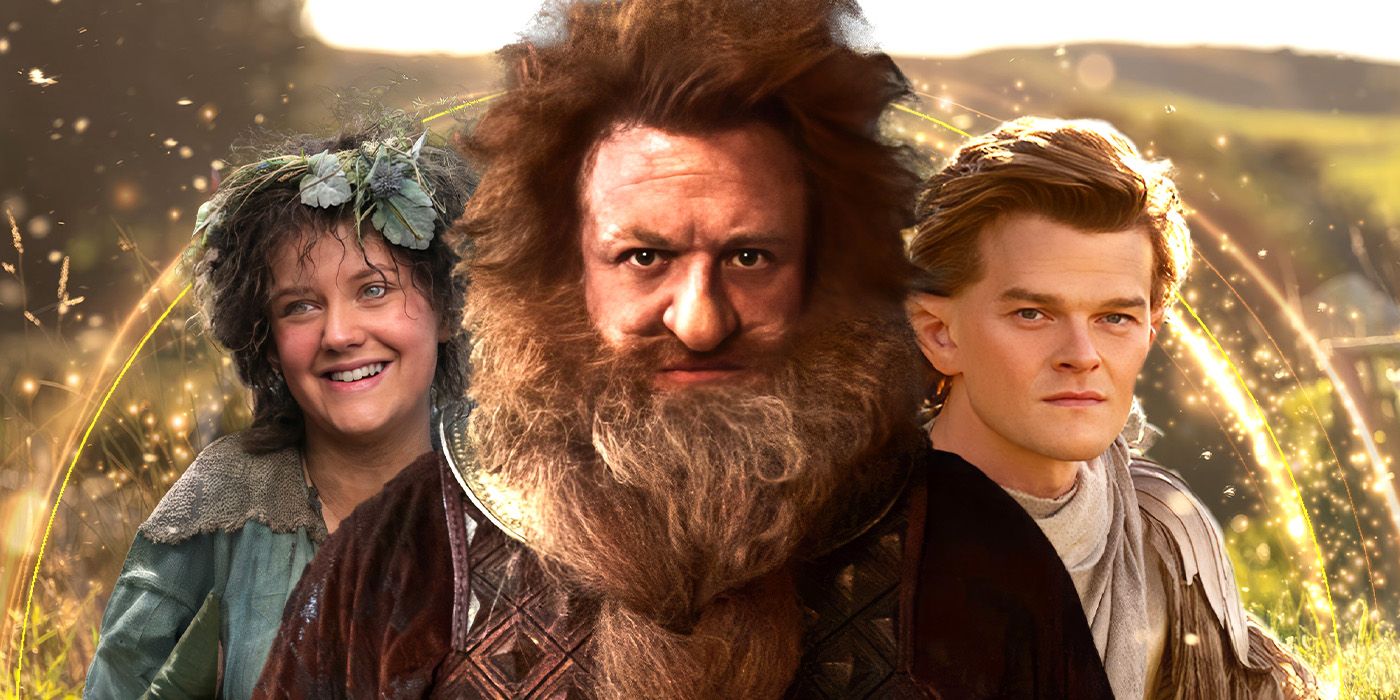 Owain Arthur, Markella Kavanagh, and Robert Aramayo together as their characters Durin, Nori, and Elrond respectively from The Rings of Power