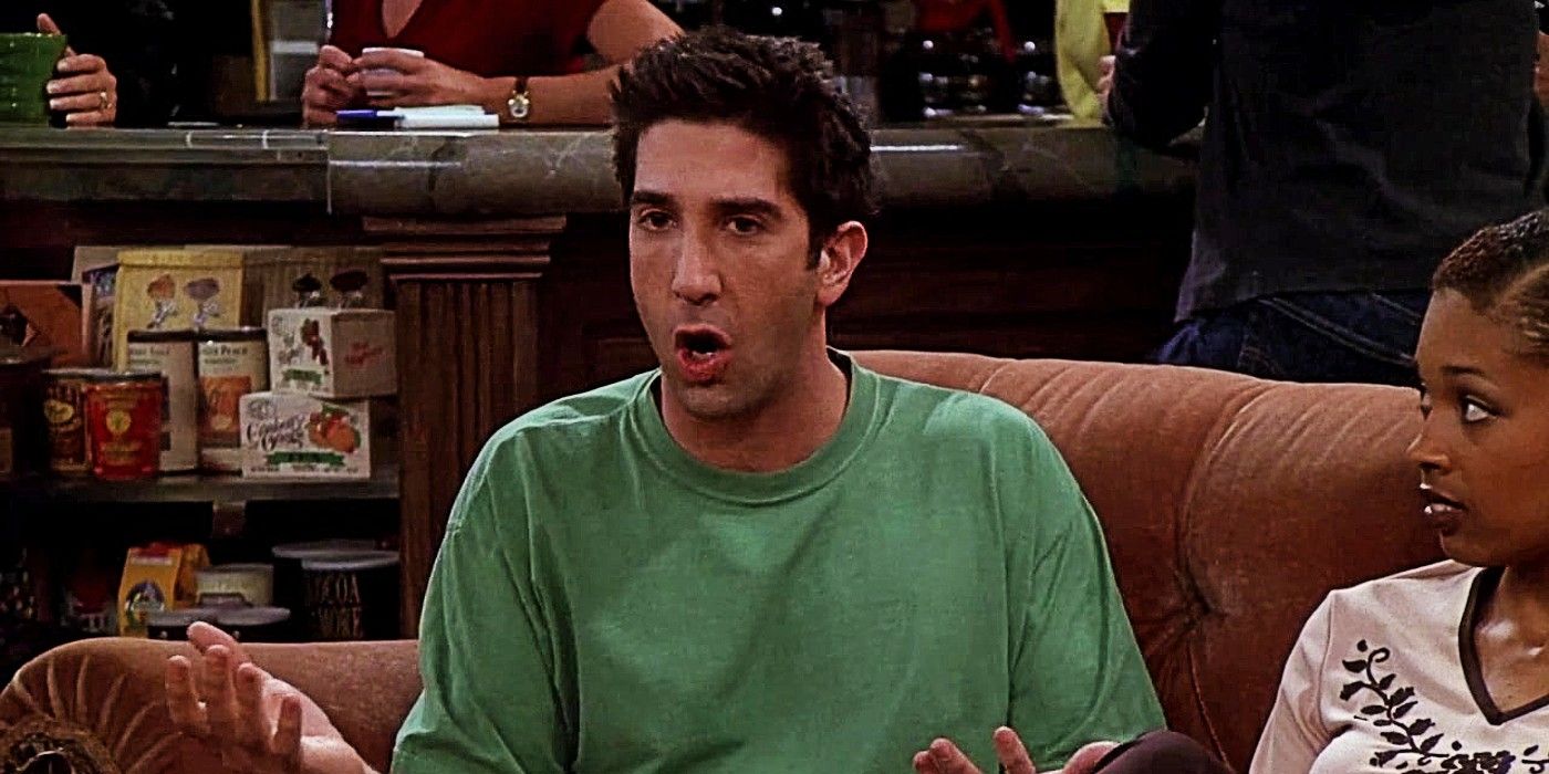 Ross Geller looking irritated and gesturing with his hands in Friends Season 6