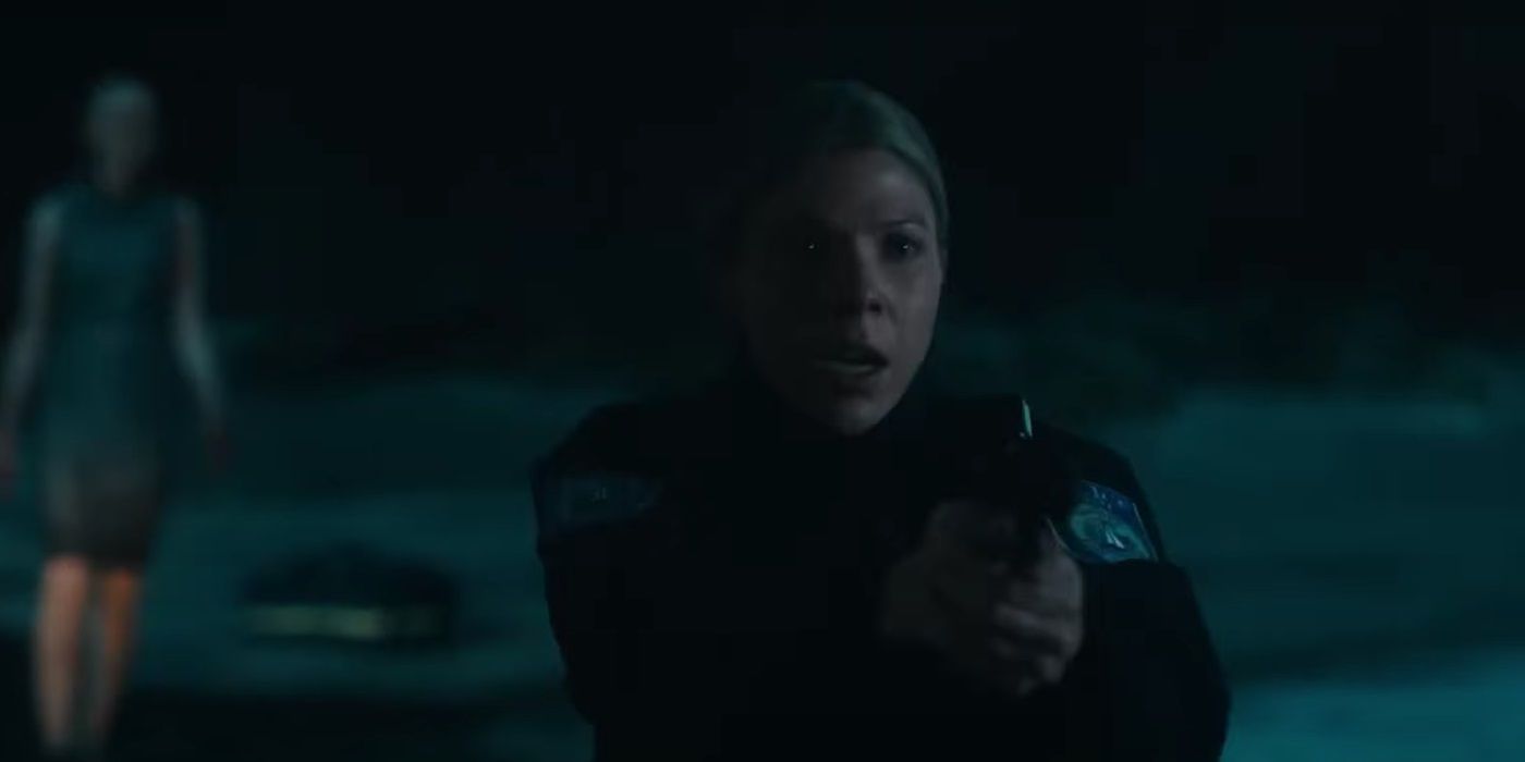 Samantha Brown, yielding a gun, in From Season 3