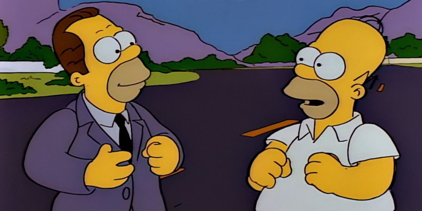 Homer Simpson meets his brother, Herb (voiced by Danny DeVito) in The Simpsons.