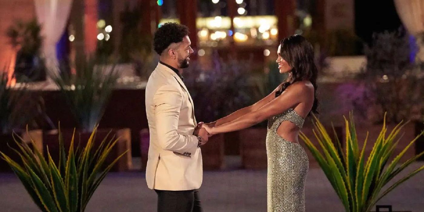 Jamie Skaar and Michelle Young holding hands on 'The Bachelorette'