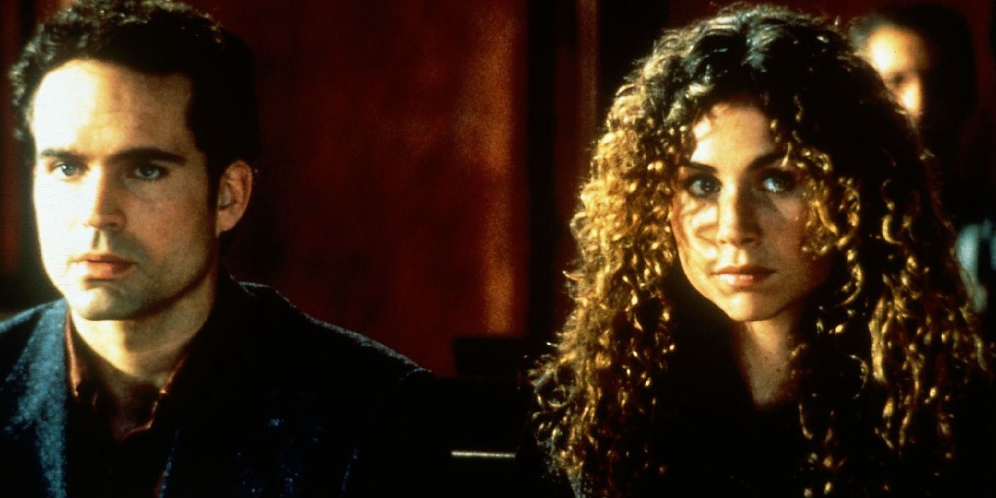 Minnie Driver as Carol Martinez and Jason Patric Lorenzo as  &lsquo;Shakes&rsquo; Carcaterra in court in Sleepers