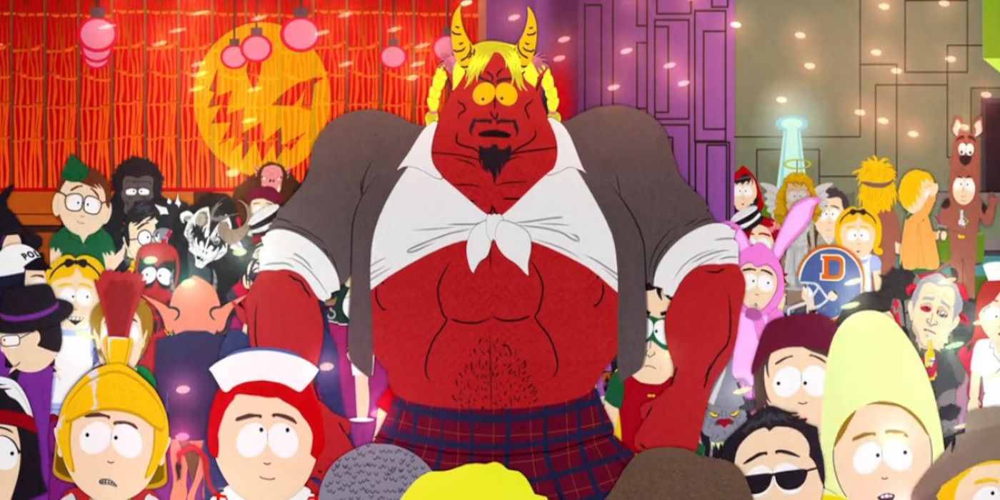 Satan is dressed like Britney Spears for his Halloween party on South Park
