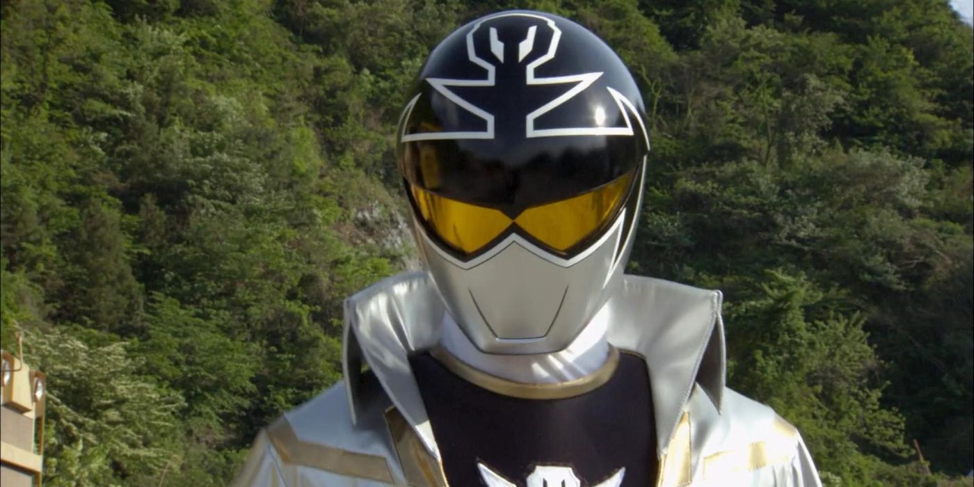 Close-up shot of the Silver Ranger in Power Rangers Super Megaforce