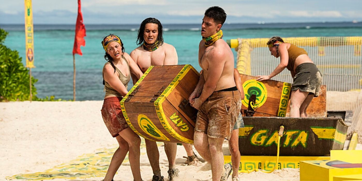 Rachel, Sam, and Andy compete on 'Survivor 47.'