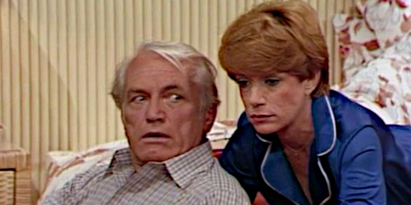 Henry (Ted Knight) reacts to distressing news in Too Close for Comfort.