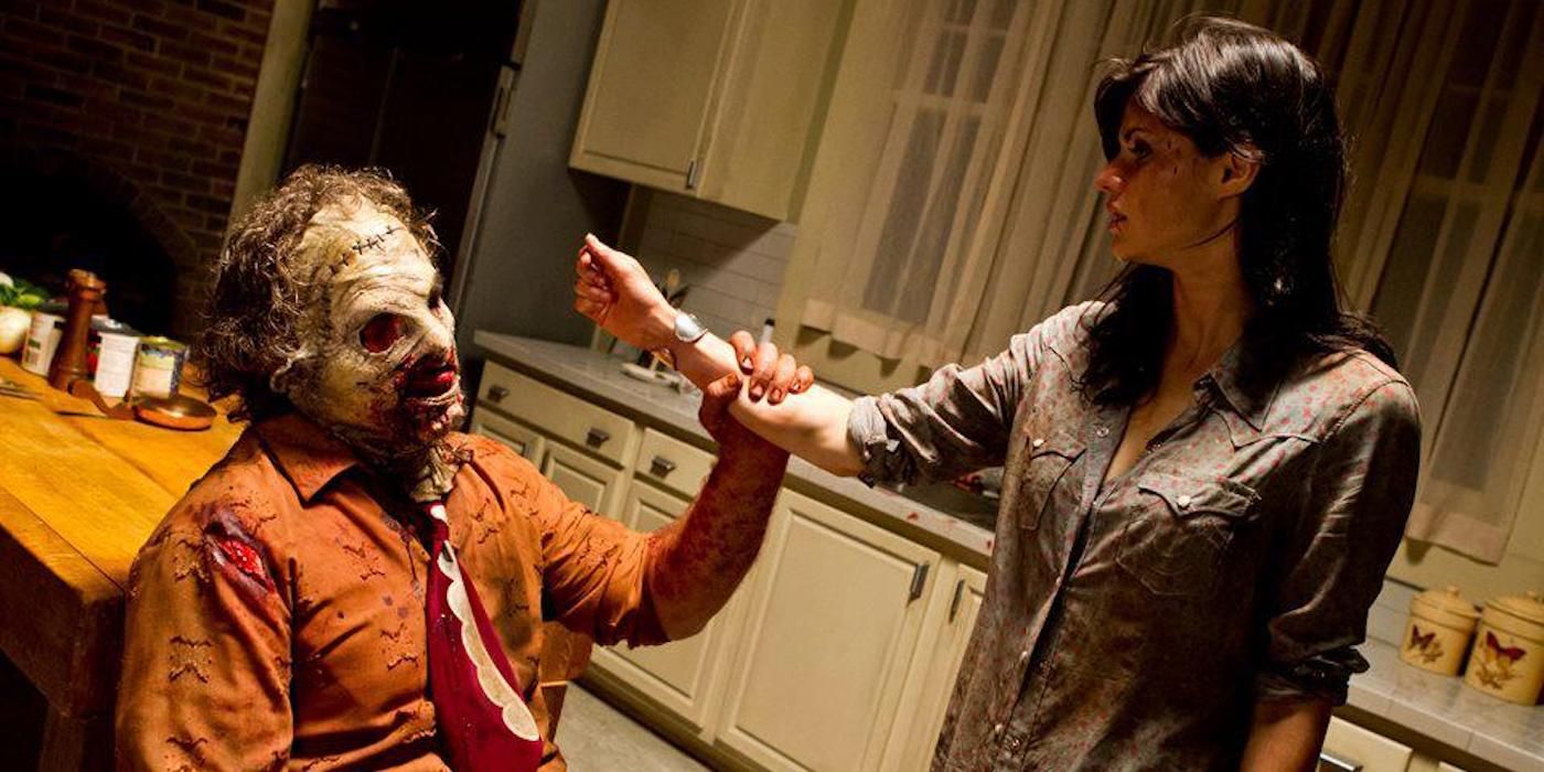 Dan Yeager as Leatherface and Alexandra Daddario as Heather Miller in Texas Chainsaw 3D 2013