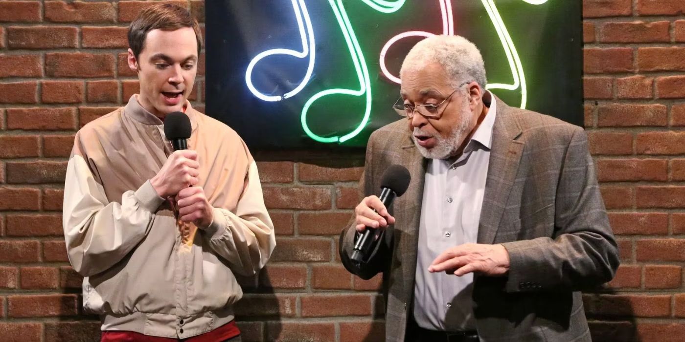 James Earl Jones and Jim Parsons singing karaoke in The Big Bang Theory