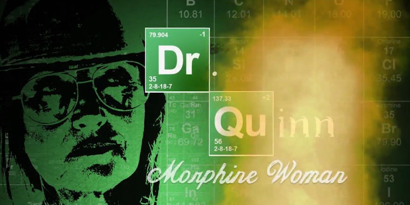 The 'Breaking Bad' inspired title card for Funny or Die's 2014 short 'Dr. Quinn, Morphine Woman'