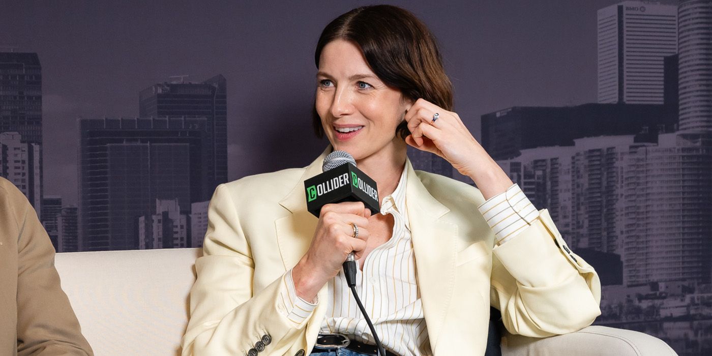 Catriona Balfe smiling during interview at TIFF