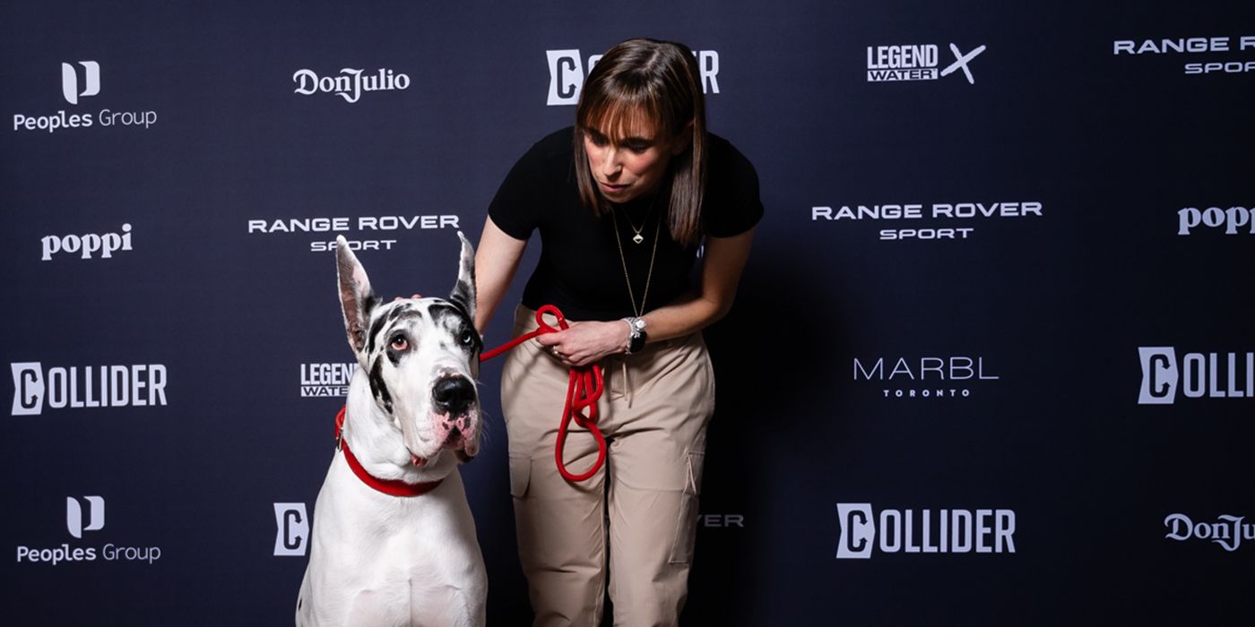 Bing the Dog with Perri Nemiroff at TIFF 2024 for The Friend